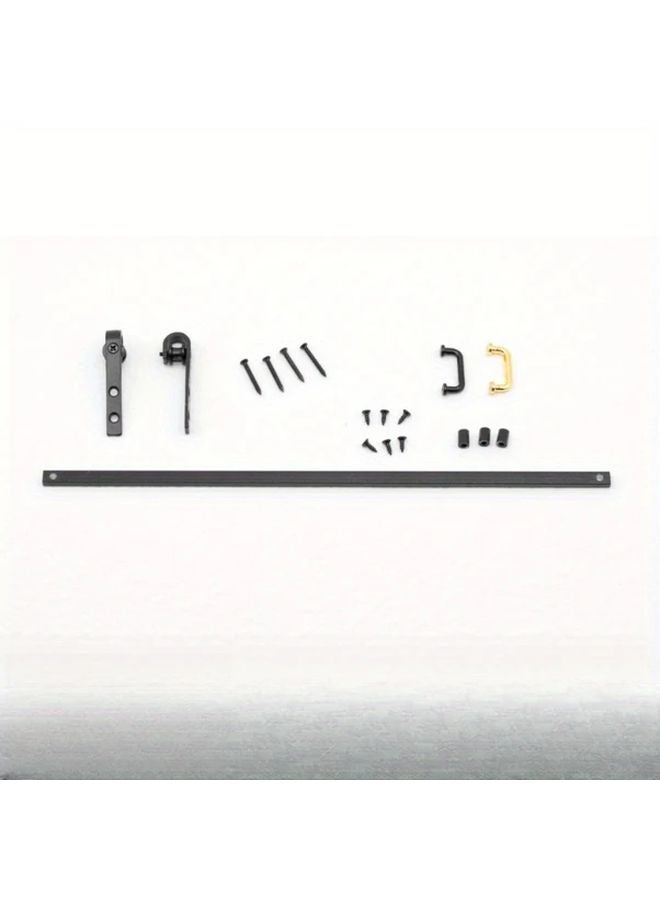 باب حظيرة خشبي مصغر لأثاث بيت الدمى نموذج DIY مع لمسات سوداء ولون خشبي - Image 3